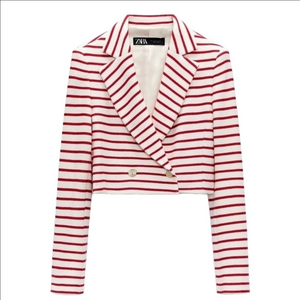 NWOT ZARA striped nautical coastal cropped blazer